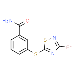 ChemSpider 2D Image | 3-[(3-Bromo-1,2,4-thiadiazol-5-yl)sulfanyl]benzamide | C9H6BrN3OS2