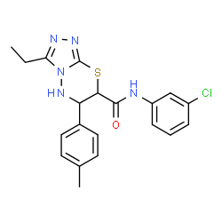 ChemSpider 2D Image | N-(3-Chlorophenyl)-3-ethyl-6-(4-methylphenyl)-6,7-dihydro-5H-[1,2,4]triazolo[3,4-b][1,3,4]thiadiazine-7-carboxamide | C20H20ClN5OS