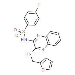 ChemSpider 2D Image | 4-Fluoro-N-{3-[(2-furylmethyl)amino]-2-quinoxalinyl}benzenesulfonamide | C19H15FN4O3S