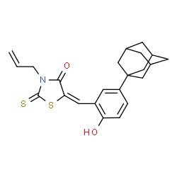 ChemSpider 2D Image | (5E)-5-[5-(Adamantan-1-yl)-2-hydroxybenzylidene]-3-allyl-2-thioxo-1,3-thiazolidin-4-one | C23H25NO2S2
