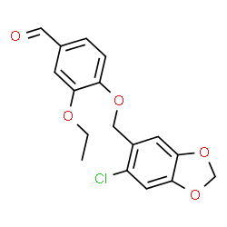 ChemSpider 2D Image | 4-[(6-Chloro-1,3-benzodioxol-5-yl)methoxy]-3-ethoxybenzaldehyde | C17H15ClO5