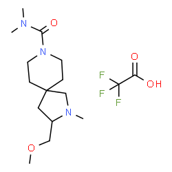 ChemSpider 2D Image | 3-(Methoxymethyl)-N,N,2-trimethyl-2,8-diazaspiro[4.5]decane-8-carboxamide trifluoroacetate (1:1) | C16H28F3N3O4