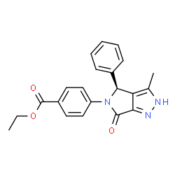 ChemSpider 2D Image | Ethyl 4-[(4S)-3-methyl-6-oxo-4-phenyl-2,6-dihydropyrrolo[3,4-c]pyrazol-5(4H)-yl]benzoate | C21H19N3O3