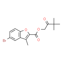 ChemSpider 2D Image | 3,3-Dimethyl-2-oxobutyl 5-bromo-3-methyl-1-benzofuran-2-carboxylate | C16H17BrO4
