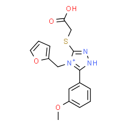 ChemSpider 2D Image | 3-[(Carboxymethyl)sulfanyl]-4-(2-furylmethyl)-5-(3-methoxyphenyl)-1H-1,2,4-triazol-4-ium | C16H16N3O4S