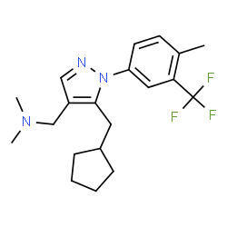 ChemSpider 2D Image | 1-{5-(Cyclopentylmethyl)-1-[4-methyl-3-(trifluoromethyl)phenyl]-1H-pyrazol-4-yl}-N,N-dimethylmethanamine | C20H26F3N3