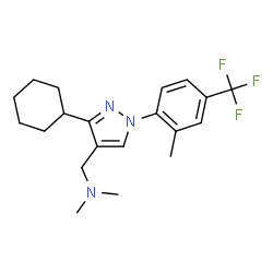 ChemSpider 2D Image | 1-{3-Cyclohexyl-1-[2-methyl-4-(trifluoromethyl)phenyl]-1H-pyrazol-4-yl}-N,N-dimethylmethanamine | C20H26F3N3