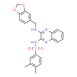 ChemSpider 2D Image | N-{3-[(1,3-Benzodioxol-5-ylmethyl)amino]-2-quinoxalinyl}-3,4-dimethylbenzenesulfonamide | C24H22N4O4S