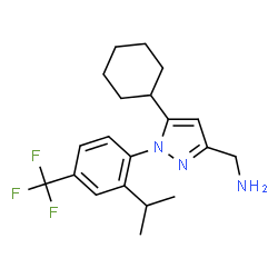 ChemSpider 2D Image | 1-{5-Cyclohexyl-1-[2-isopropyl-4-(trifluoromethyl)phenyl]-1H-pyrazol-3-yl}methanamine | C20H26F3N3