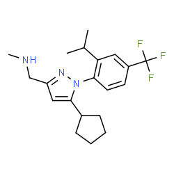 ChemSpider 2D Image | 1-{5-Cyclopentyl-1-[2-isopropyl-4-(trifluoromethyl)phenyl]-1H-pyrazol-3-yl}-N-methylmethanamine | C20H26F3N3