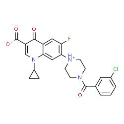 ChemSpider 2D Image | 7-[4-(3-Chlorobenzoyl)piperazin-1-yl]-1-cyclopropyl-6-fluoro-4-oxo-1,4-dihydroquinoline-3-carboxylic acid | C24H21ClFN3O4