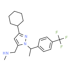 ChemSpider 2D Image | 1-(3-Cyclohexyl-1-{1-[4-(trifluoromethyl)phenyl]ethyl}-1H-pyrazol-5-yl)-N-methylmethanamine | C20H26F3N3