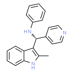 ChemSpider 2D Image | N-[(R)-(2-Methyl-1H-indol-3-yl)(4-pyridinyl)methyl]aniline | C21H19N3