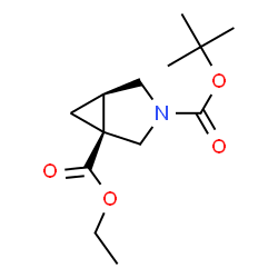 ChemSpider 2D Image | 1-Ethyl 3-(2-methyl-2-propanyl) (1S,5R)-3-azabicyclo[3.1.0]hexane-1,3-dicarboxylate | C13H21NO4