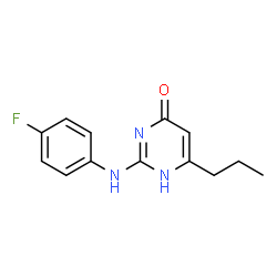 ChemSpider 2D Image | 2-[(4-Fluorophenyl)amino]-6-propyl-4(1H)-pyrimidinone | C13H14FN3O