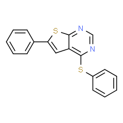 ChemSpider 2D Image | 6-Phenyl-4-(phenylsulfanyl)thieno[2,3-d]pyrimidine | C18H12N2S2