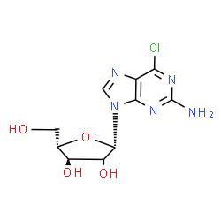 ChemSpider 2D Image | 6-Chloro-9-[(2xi)-beta-L-threo-pentofuranosyl]-9H-purin-2-amine | C10H12ClN5O4