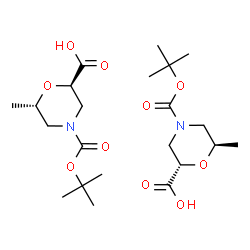 ChemSpider 2D Image | (2R,6S)-6-Methyl-4-{[(2-methyl-2-propanyl)oxy]carbonyl}-2-morpholinecarboxylic acid - (2S,6R)-6-methyl-4-{[(2-methyl-2-propanyl)oxy]carbonyl}-2-morpholinecarboxylic acid (1:1) | C22H38N2O10