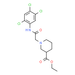 ChemSpider 2D Image | Ethyl 1-{2-oxo-2-[(2,4,5-trichlorophenyl)amino]ethyl}-3-piperidinecarboxylate | C16H19Cl3N2O3