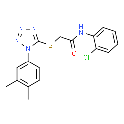 ChemSpider 2D Image | N-(2-Chlorophenyl)-2-{[1-(3,4-dimethylphenyl)-1H-tetrazol-5-yl]sulfanyl}acetamide | C17H16ClN5OS