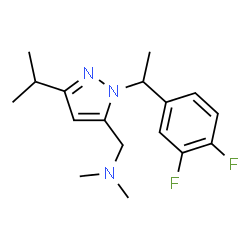 ChemSpider 2D Image | 1-{1-[1-(3,4-Difluorophenyl)ethyl]-3-isopropyl-1H-pyrazol-5-yl}-N,N-dimethylmethanamine | C17H23F2N3