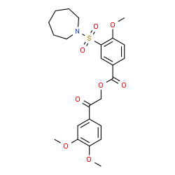 ChemSpider 2D Image | 2-(3,4-Dimethoxyphenyl)-2-oxoethyl 3-(1-azepanylsulfonyl)-4-methoxybenzoate | C24H29NO8S