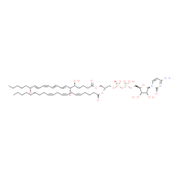 ChemSpider 2D Image | 5'-O-[Hydroxy({hydroxy[(2R)-2-[(5Z,8Z,11Z)-5,8,11-icosatrienoyloxy]-3-{[(5R,6R,7E,9E,11Z,13E,15R)-5,6,15-trihydroxy-7,9,11,13-icosatetraenoyl]oxy}propoxy]phosphoryl}oxy)phosphoryl]cytidine | C52H83N3O18P2