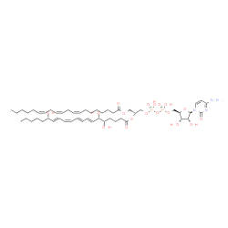 ChemSpider 2D Image | 5'-O-[Hydroxy({hydroxy[(2R)-3-[(8Z,11Z,14Z)-8,11,14-icosatrienoyloxy]-2-{[(5S,6S,7E,9E,11Z,13E,15S)-5,6,15-trihydroxy-7,9,11,13-icosatetraenoyl]oxy}propoxy]phosphoryl}oxy)phosphoryl]cytidine | C52H83N3O18P2