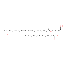 ChemSpider 2D Image | (2S)-3-Hydroxy-2-(tetradecanoyloxy)propyl (5Z,8Z,11Z,14Z,16E,18S)-18-hydroxy-5,8,11,14,16-icosapentaenoate | C37H62O6