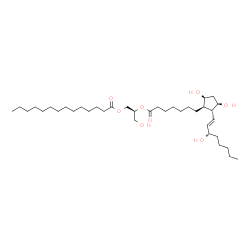 ChemSpider 2D Image | (2S)-1-Hydroxy-3-(tetradecanoyloxy)-2-propanyl (9alpha,11alpha,13E,15S)-9,11,15-trihydroxyprost-13-en-1-oate | C37H68O8