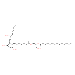 ChemSpider 2D Image | (2S)-3-Hydroxy-2-(tetradecanoyloxy)propyl (9alpha,11alpha,13E,15S)-9,11,15-trihydroxyprost-13-en-1-oate | C37H68O8
