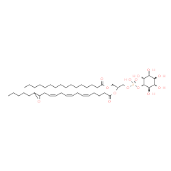 ChemSpider 2D Image | (2R)-3-[(Hydroxy{[(1S,2R,3R,4S,5S,6R)-2,3,4,5,6-pentahydroxycyclohexyl]oxy}phosphoryl)oxy]-2-{[(5Z,8Z,11Z)-13-(3-pentyl-2-oxiranyl)-5,8,11-tridecatrienoyl]oxy}propyl palmitate | C45H79O14P