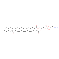 ChemSpider 2D Image | (2R)-3-{[(2-Aminoethoxy)(hydroxy)phosphoryl]oxy}-2-{[(5Z,8Z,11Z)-13-(3-pentyl-2-oxiranyl)-5,8,11-tridecatrienoyl]oxy}propyl stearate | C43H78NO9P