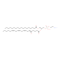 ChemSpider 2D Image | (2R)-3-{[(2-Aminoethoxy)(hydroxy)phosphoryl]oxy}-2-[(4-{3-[(2Z,5Z,8Z)-2,5,8-tetradecatrien-1-yl]-2-oxiranyl}butanoyl)oxy]propyl stearate | C43H78NO9P