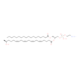ChemSpider 2D Image | (21R)-27-Amino-24-hydroxy-24-oxido-18-oxo-19,23,25-trioxa-24lambda~5~-phosphaheptacosan-21-yl (5Z,8Z,11Z,14Z,19S)-19-hydroxy-5,8,11,14-icosatetraenoate | C43H78NO9P