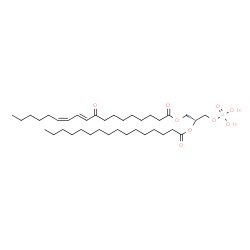 ChemSpider 2D Image | (2R)-2-(Palmitoyloxy)-3-(phosphonooxy)propyl (10E,12Z)-9-oxo-10,12-octadecadienoate | C37H67O9P