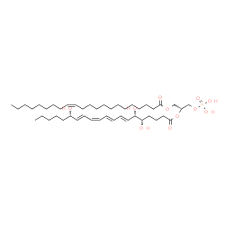 ChemSpider 2D Image | (2R)-3-(Phosphonooxy)-2-{[(5S,6S,7E,9E,11Z,13E,15S)-5,6,15-trihydroxy-7,9,11,13-icosatetraenoyl]oxy}propyl (13Z)-13-docosenoate | C45H79O11P