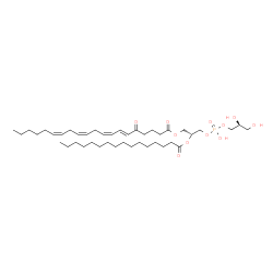ChemSpider 2D Image | (2R)-3-({[(2S)-2,3-Dihydroxypropoxy](hydroxy)phosphoryl}oxy)-2-(palmitoyloxy)propyl (6E,8Z,11Z,14Z)-5-oxo-6,8,11,14-icosatetraenoate | C42H73O11P