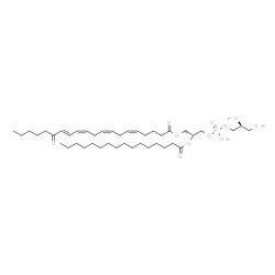 ChemSpider 2D Image | (2R)-3-({[(2S)-2,3-Dihydroxypropoxy](hydroxy)phosphoryl}oxy)-2-(palmitoyloxy)propyl (5Z,8Z,11Z,13E)-15-oxo-5,8,11,13-icosatetraenoate | C42H73O11P