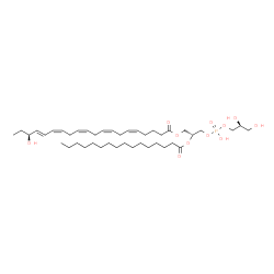 ChemSpider 2D Image | (2R)-3-({[(2S)-2,3-Dihydroxypropoxy](hydroxy)phosphoryl}oxy)-2-(palmitoyloxy)propyl (5Z,8Z,11Z,14Z,16E,18S)-18-hydroxy-5,8,11,14,16-icosapentaenoate | C42H73O11P