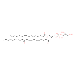 ChemSpider 2D Image | (2R)-3-({[(2S)-2,3-Dihydroxypropoxy](hydroxy)phosphoryl}oxy)-2-{[(5Z,8Z)-10-{3-[(2Z)-2-octen-1-yl]-2-oxiranyl}-5,8-decadienoyl]oxy}propyl (9Z)-9-hexadecenoate | C42H73O11P