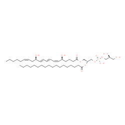 ChemSpider 2D Image | (2R)-3-({[(2S)-2,3-Dihydroxypropoxy](hydroxy)phosphoryl}oxy)-2-(stearoyloxy)propyl (5S,6Z,8E,10E,12R,14Z)-5,12-dihydroxy-6,8,10,14-icosatetraenoate | C44H79O12P