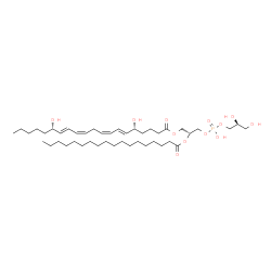 ChemSpider 2D Image | (2R)-3-({[(2S)-2,3-Dihydroxypropoxy](hydroxy)phosphoryl}oxy)-2-(stearoyloxy)propyl (5R,6E,8Z,11Z,13E,15S)-5,15-dihydroxy-6,8,11,13-icosatetraenoate | C44H79O12P