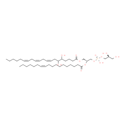 ChemSpider 2D Image | (2R)-3-({[(2S)-2,3-Dihydroxypropoxy](hydroxy)phosphoryl}oxy)-2-[(11Z)-11-octadecenoyloxy]propyl (8Z,11Z,14Z)-5,6-dihydroxy-8,11,14-icosatrienoate | C44H79O12P