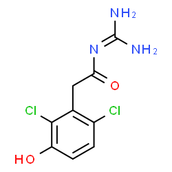 ChemSpider 2D Image | N-(Aminoiminomethyl)-2,6-dichloro-3-hydroxybenzeneacetamide | C9H9Cl2N3O2