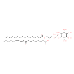ChemSpider 2D Image | (2R)-1-[(Hydroxy{[(1S,2R,3R,4S,5S,6R)-2,3,4,5,6-pentahydroxycyclohexyl]oxy}phosphoryl)oxy]-3-(palmitoyloxy)-2-propanyl (10E,12Z)-9-oxo-10,12-octadecadienoate | C43H77O14P
