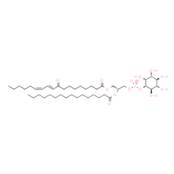 ChemSpider 2D Image | (2R)-3-[(Hydroxy{[(1S,2R,3R,4S,5S,6R)-2,3,4,5,6-pentahydroxycyclohexyl]oxy}phosphoryl)oxy]-2-(palmitoyloxy)propyl (10E,12Z)-9-oxo-10,12-octadecadienoate | C43H77O14P