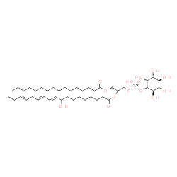 ChemSpider 2D Image | (2R)-1-[(Hydroxy{[(1S,2R,3R,4S,5S,6R)-2,3,4,5,6-pentahydroxycyclohexyl]oxy}phosphoryl)oxy]-3-(palmitoyloxy)-2-propanyl (10E,12E,15E)-9-hydroxy-10,12,15-octadecatrienoate | C43H77O14P
