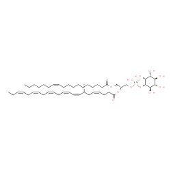 ChemSpider 2D Image | (2R)-1-[(Hydroxy{[(1S,2R,3R,4S,5S,6R)-2,3,4,5,6-pentahydroxycyclohexyl]oxy}phosphoryl)oxy]-3-[(11Z)-11-octadecenoyloxy]-2-propanyl (4Z,8Z,10Z,13Z,16Z,19Z)-7-hydroxy-4,8,10,13,16,19-docosahexaenoate | C49H81O14P