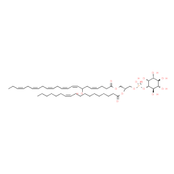 ChemSpider 2D Image | (2R)-3-[(Hydroxy{[(1S,2R,3R,4S,5S,6R)-2,3,4,5,6-pentahydroxycyclohexyl]oxy}phosphoryl)oxy]-2-[(11Z)-11-octadecenoyloxy]propyl (4Z,8Z,10Z,13Z,16Z,19Z)-7-hydroxy-4,8,10,13,16,19-docosahexaenoate | C49H81O14P